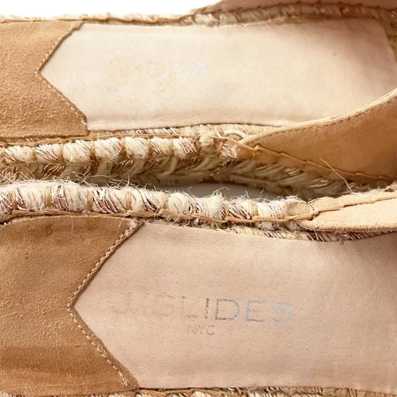 J/Slides Ritsy Slip On Espadrilles Beige Suede Leather Bow Slides Handcrafted - Picture 9 of 12